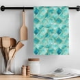 thumbnail image 2 of Teal Geometric Kitchen Towel Dish Cloths Set of 3, Microfiber Soft Kitchen Hand Towels, Modern Morocco Abstract Art Absorbent Quick Drying Dishcloths 18 x 28 Inches, 2 of 8