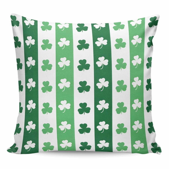 St. Patrick's Day Pillow Covers 20x20 Inch Decorative Throw Pillow Cover, Green Irish Lucky Clovers Stripes Sofa Pillowcases Accent Cushion Case Home Decor Bedroom Living Room