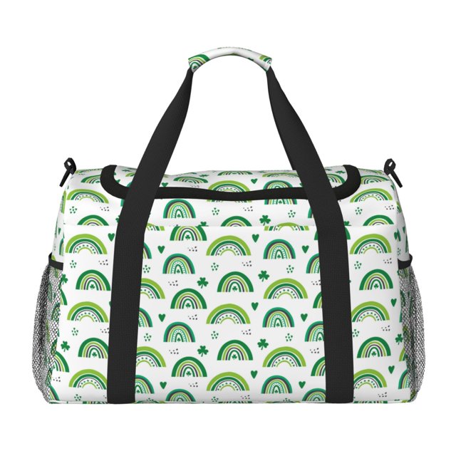 Fotbe St. Patrick's Day rainbows Bolsa de Viaje con Estampado, Bolsa de Fin de Semana para Mujer con Compartimento para Zapatos, Bolsa de Gimnasio con Bolsillo Húmedo