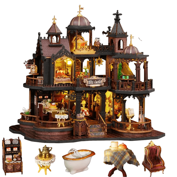 BUSATIA DIY Dollhouse Miniature House Kit,DIY Kit Mini House Model,1:24 Scale Creative Doll House Best Christmas Birthday Gift for Lovers Boys and Girls(Edinburgh CASTLE)