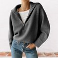 thumbnail image 3 of Abrigo Suéter de media cremallera para mujer, suéter suelto informal, suéter holgado y acogedor, prendas de vestir Cgtredaw Gris T M para Mujer, 3 of 6