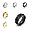 thumbnail image 1 of Stainless Steel Rings for Men, Fidget Rings for Anxiety for Women, Sliver Fidget Rings, Cool Male Spinner Ring Set, Black Mens Band Ring Pack, 1 of 4