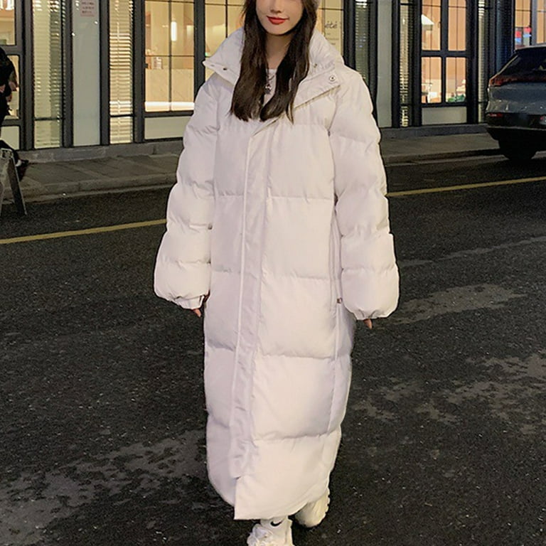 jtjvou Women's Hooded Long Puffer Coat Winter Warm Ankle Length