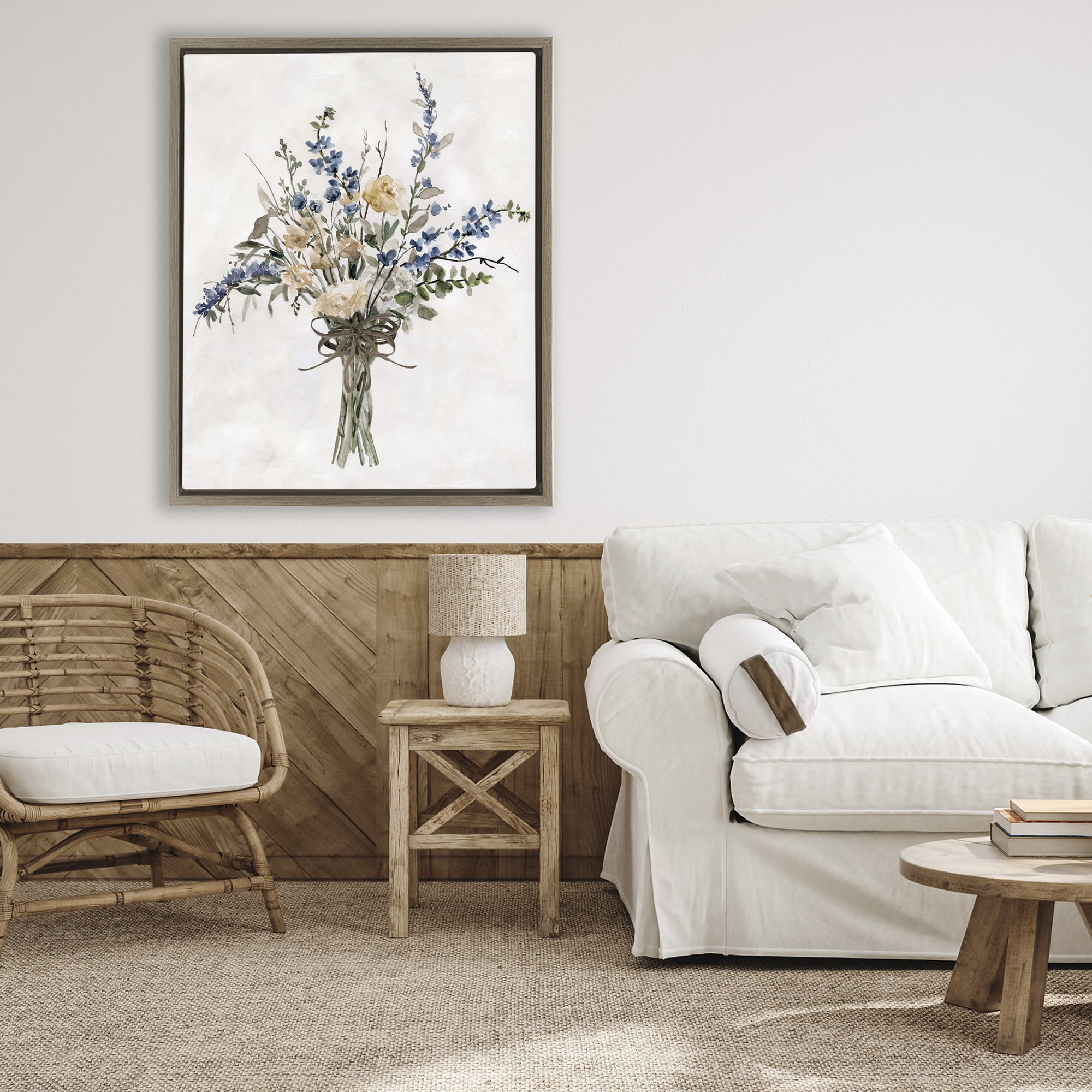 Stupell Industries Subdued Flower Bushel Brown Framed Floater Canvas Wall Art, design by Carol Robinson