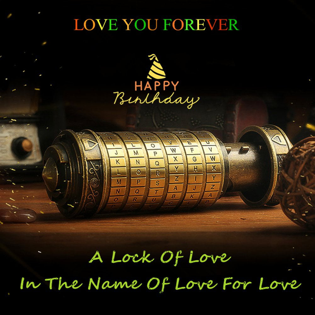 Mini Da Vinci Code Cryptex Lock Revomaze Creative Romantic Birthday Gifts W/Ring 