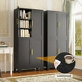 thumbnail image 4 of 75" H Tall Kitchen Pantry Cabinet, Pantry Storage with Doors and 3 Adjustable Shelves, Metal Storage, Cupboard for Kitchen, Black, 4 of 9