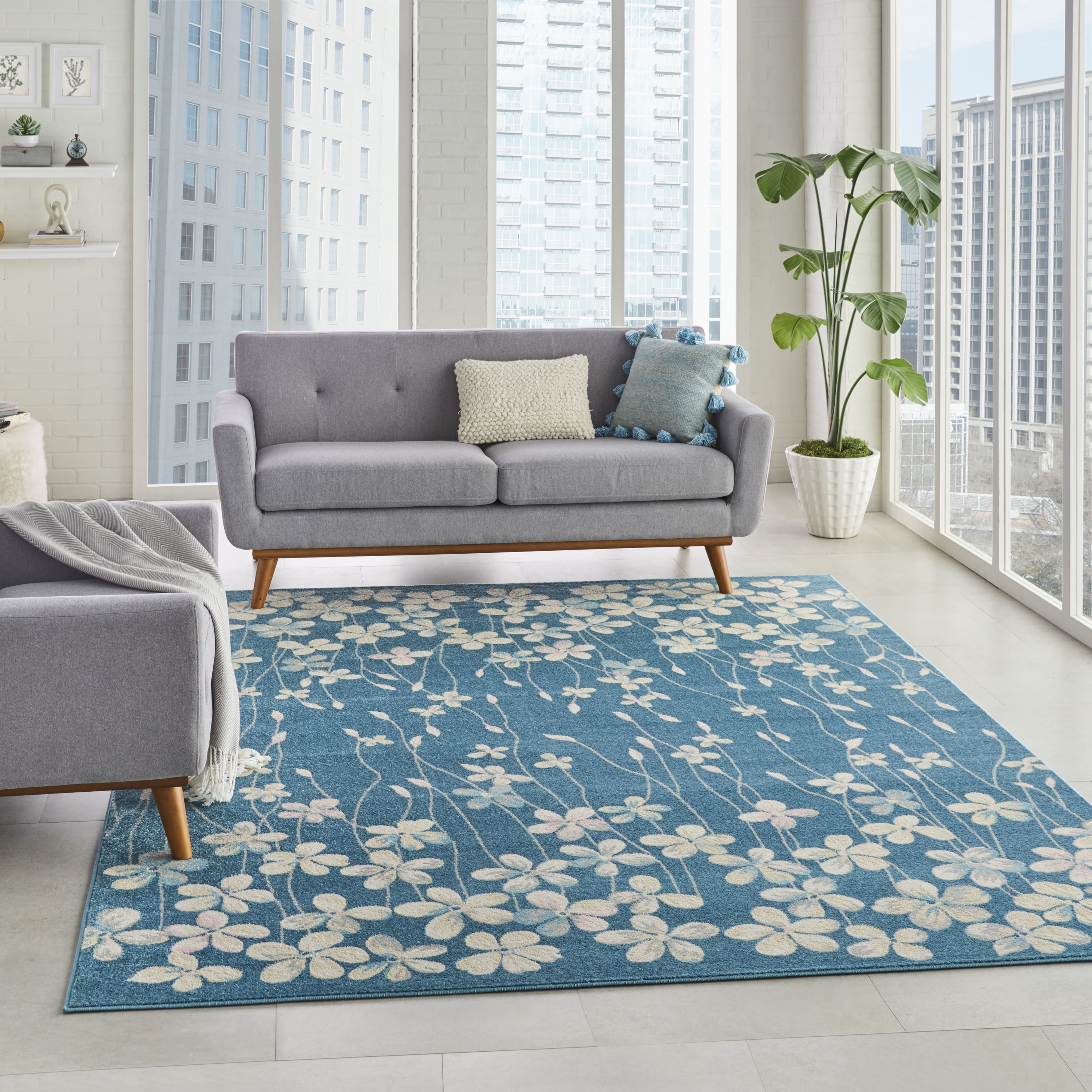 Desert Fields Traditional Persian Turquoise 8'10" x 11'10" Area Rug, (9' x 12')