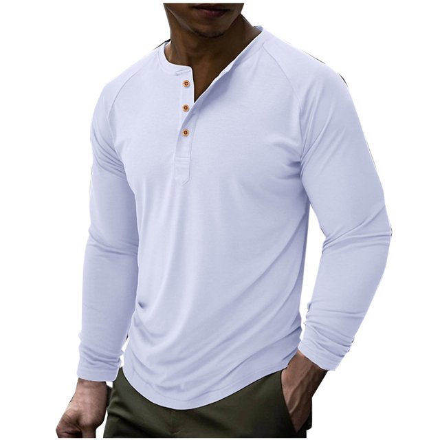 pstuiky Camisas de manga larga de invierno para hombre, Camiseta básica informal de manga larga de color liso para hombre camisetas de hombre m