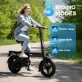 thumbnail image 2 of Folding Electric Bike for Adults, 14'' Mini Ebike, 48V 6Ah Removable Battery, Two Seats City Commuter Electric Bicycle, UL2849, 2 of 7
