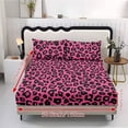thumbnail image 5 of ZIATUBLES 3 Pcs Twin Size Sheet Set, Soft Comfort Bedding Sets with 1 Fitted Sheet and 2 Pillowcases, Cooling Cozy All-Season Bed Sheets, Pink Black Leopard Printed, 5 of 9