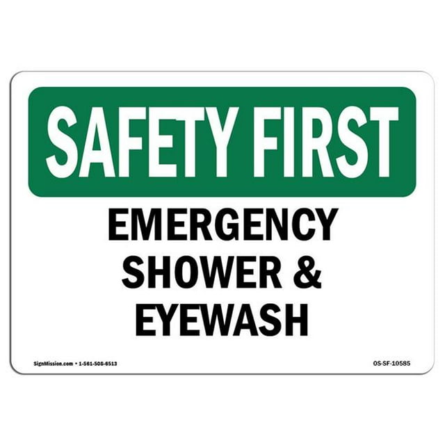 SignMission OS-SF-A-1218-L-10585 Panneau de Sécurité OSHA 12 x 18 Po - Douche d'Urgence & Eyewash