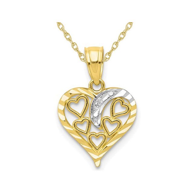 Collier Pendentif Cœur en Or Jaune 10K avec Chaîne