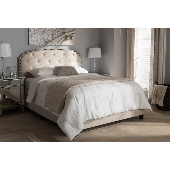 Baxton Studio Lexi Light Beige Fabric Upholstered Full Size Bed
