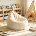 thumbnail image 5 of chaungfeng Large Lazy Sofas Cover Chairs wthout Filler, Cloth Lounger Seat Bean Bag Pouf Puff Couch Tatami Living Room Beanbags (White, 30x35inches), 5 of 6