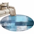 thumbnail image 2 of Teal Blue Round Area Rug 4 FT, Non Slip Indoor Outdoor Rug, Modern Oil Painting Abstract Ombre Geometric Washable Soft Circular Carpet Non-Shedding Floor Mat for Coffee Table Nursery Foyer Balcony, 2 of 8