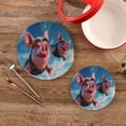 thumbnail image 4 of Coolnut Skydive Flying Pig Round Cotton Pot Holders, Hot Pads, Boho 100% Pure Cotton Hot Coasters Trivets for Cooking and Kitchen - Set of 2 Home Decor Gifts, 4 of 7
