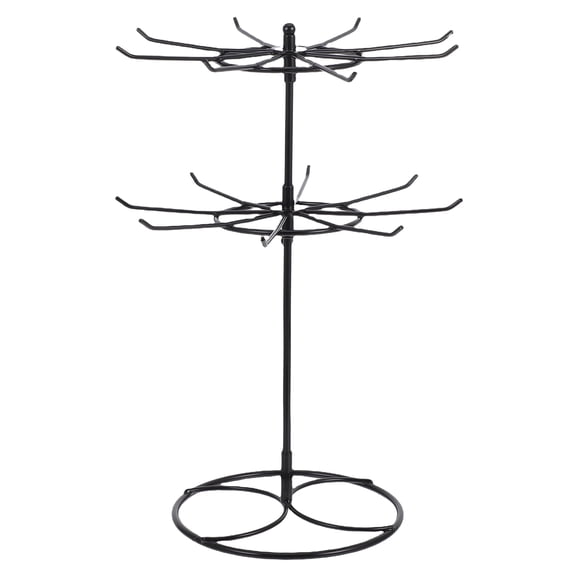 AURARMLET Black Metal Jewelry Display Stand with Rotating Necklace, Bracelet, and Earring Organizer for Home or Retail Use