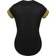 thumbnail image 2 of DIGITMON Women's Baseball Softball Jersey Button Down Premium Two-Stripe Sleeve Shirts Uniform BLACKYELLOW, X-Large, 2 of 3