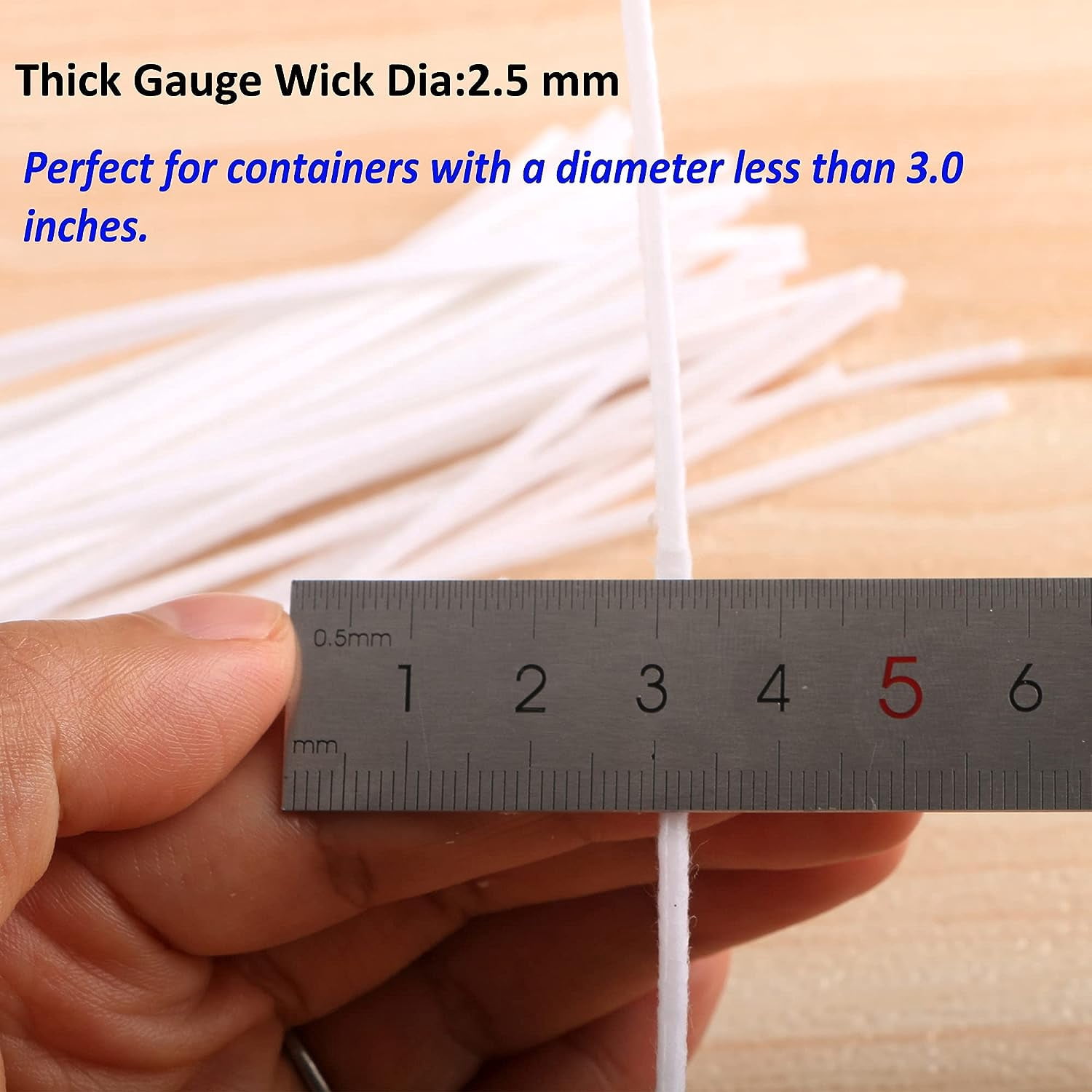 300pcs Cotton Candle Wicks (3.5"/6"/8"), 300pcs Stickers, 6pcs Wooden Wick Holders - Candle Making Kit