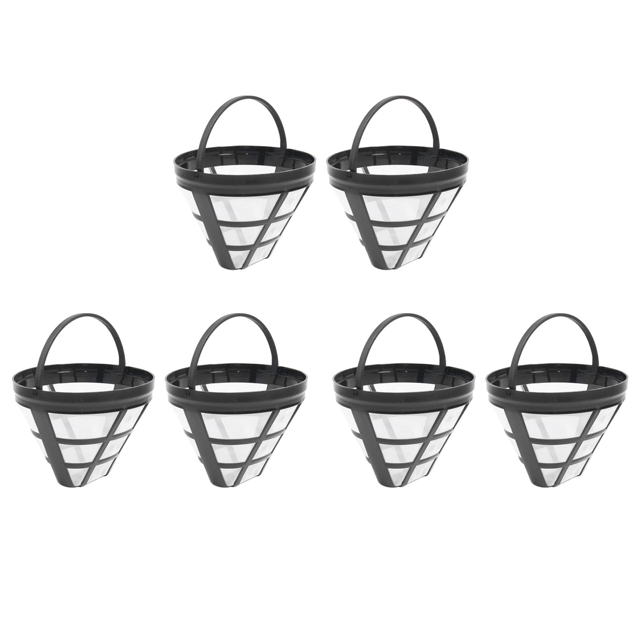 Lot de 6 No.4 Filtre à Panier Réutilisable pour Cafetière, Convient à la Plupart des Cafetières à Panier de 8-12 Tasses