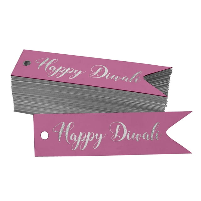 Inkdotpot Pack Of 50 Real Silver Foil Paper Tags Happy Diwali Favor Hang Tags