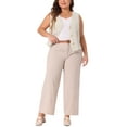 thumbnail image 2 of Agnes Orinda Women's Plus Size Cropped Linen Vest V Neck Sleeveless Button Down Business Casual Top 1X Beige, 2 of 6
