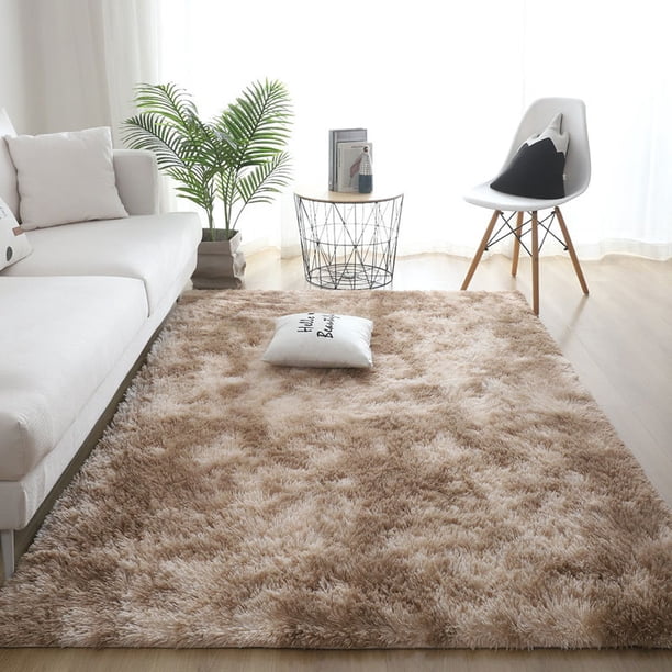 Alfombra peluda de dormitorio para sala de estar Alfombra de piso grande para pasillo Alfombra peluda suave y esponjosa Alfombra esponjosa antideslizante para interiores para sala de estar Habitación de niños (marrón oscuro, 80 * 120 cm) brillar Electrónica