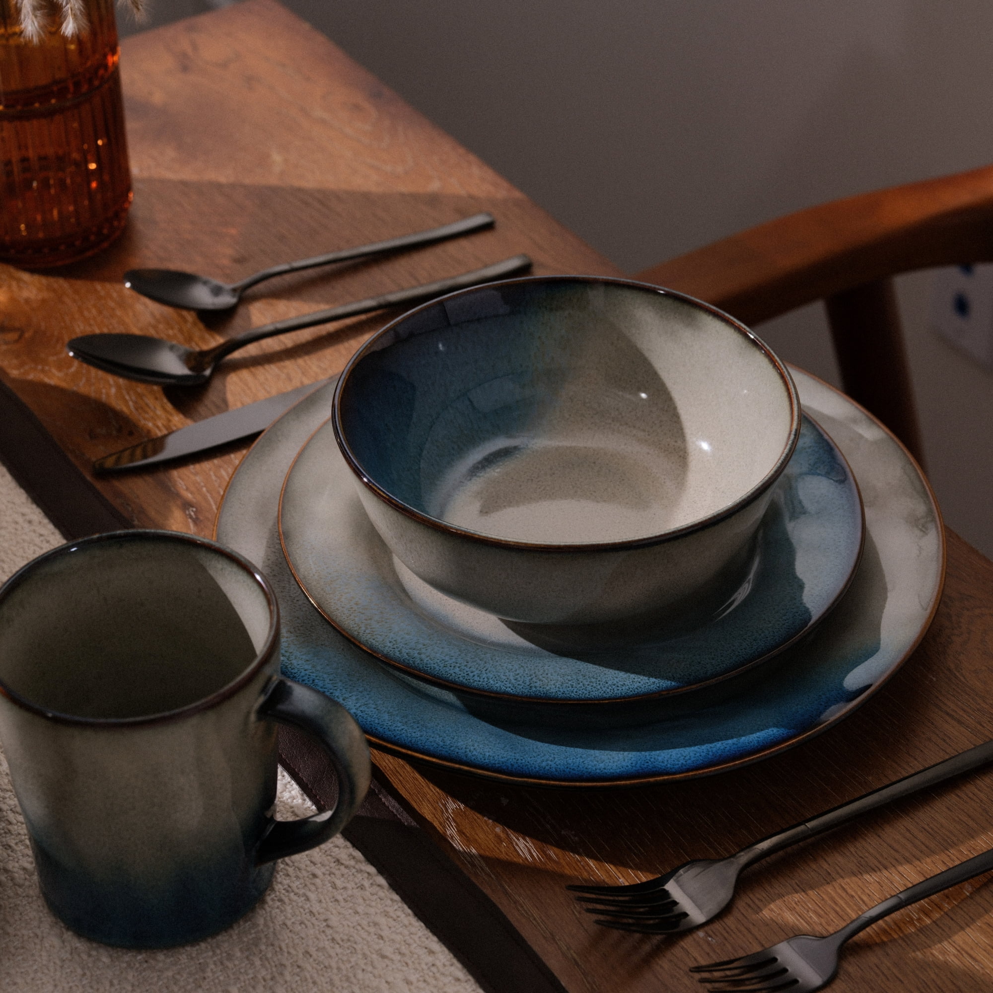 Yellowstone Canto Reactive Ceramic Cereal Bowl Blue
