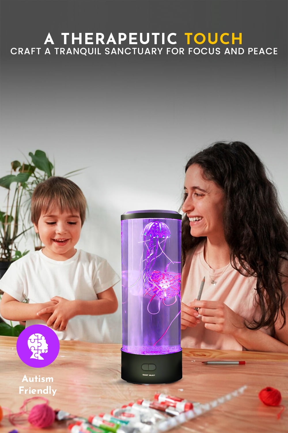 Brewish Jellyfish Lamp with 20W Bluetooth Speaker, 16 Color Changing Mode Aquarium Night Light, Sensory Lights for Autistic Children