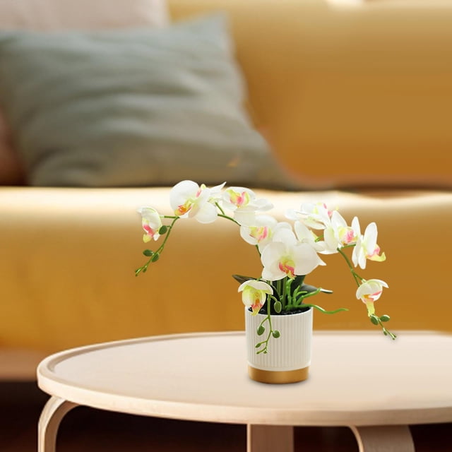 Flor artificial Macarena orquídeas decoración realista blanco