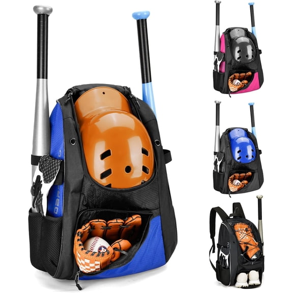 Youth Baseball Backpack, Softball Bag for Boys & Girls, Breathable T-Ball & Baseball Equipment & Gear