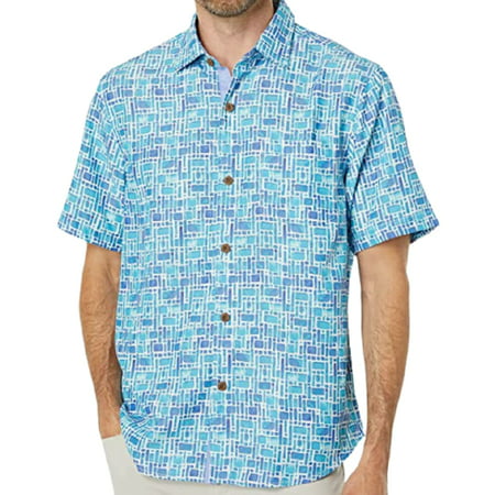 Tommy Bahama Coconut Point Pebble Tiles Camp Shirt (Color: Kingdom Blue ...