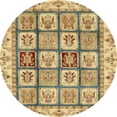 thumbnail image 1 of Ahgly Company Tapis d'Intérieur Rond Abstrait Chromé Or Jaune Abstrait, 8' Rond, 1 of 6