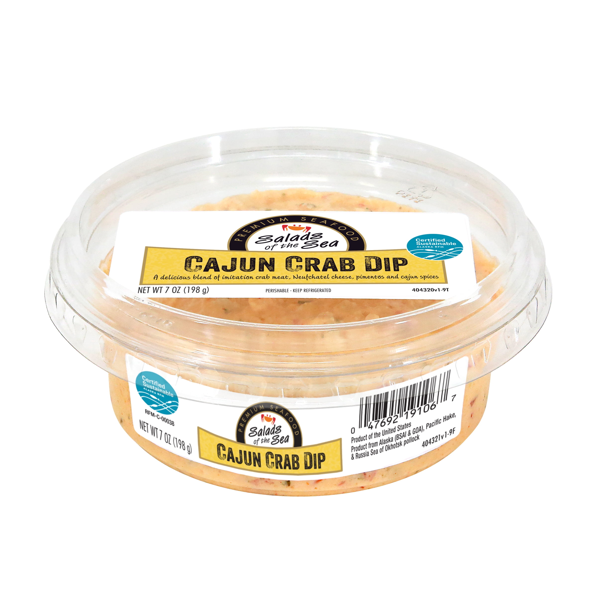 Salads of the Sea Cajun Crab Dip, Fish Dip, 7 oz, Refrigerated, No Allergen-Free Claims Apply