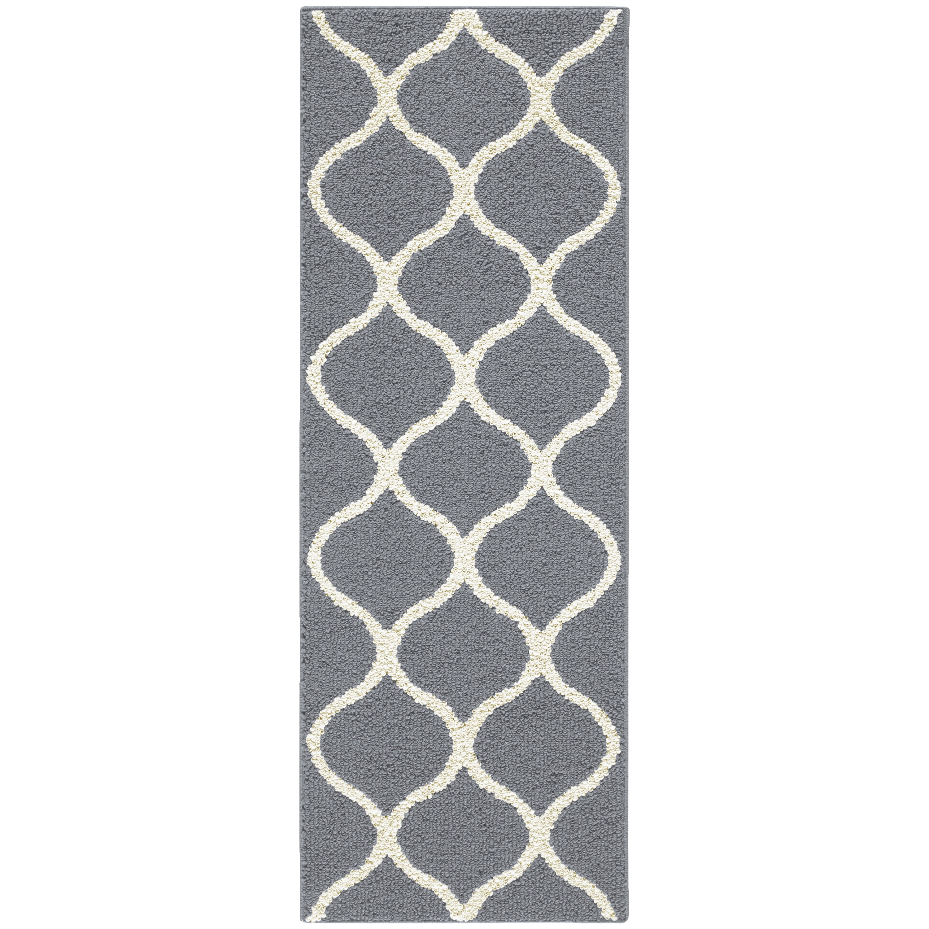 Mainstays Sheridan Fret Indoor Hallway Runner Rug, Graphite Gray, 1'9