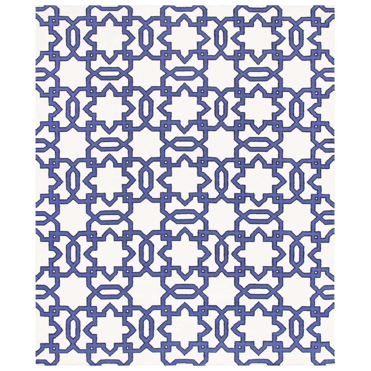 SAFAVIEH Dhurries Toria Geometric Wool Area Rug, Ivory/Purple, 3' x 5'