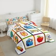 thumbnail image 3 of Homewish Cartoon Bus Bedding Comforter Set,Cute Bags Apple Twin Comforter Sets,Colorful Print Bedding Set For Teens,Microfiber Bedroom Decor Reversible,2pcs, 3 of 8