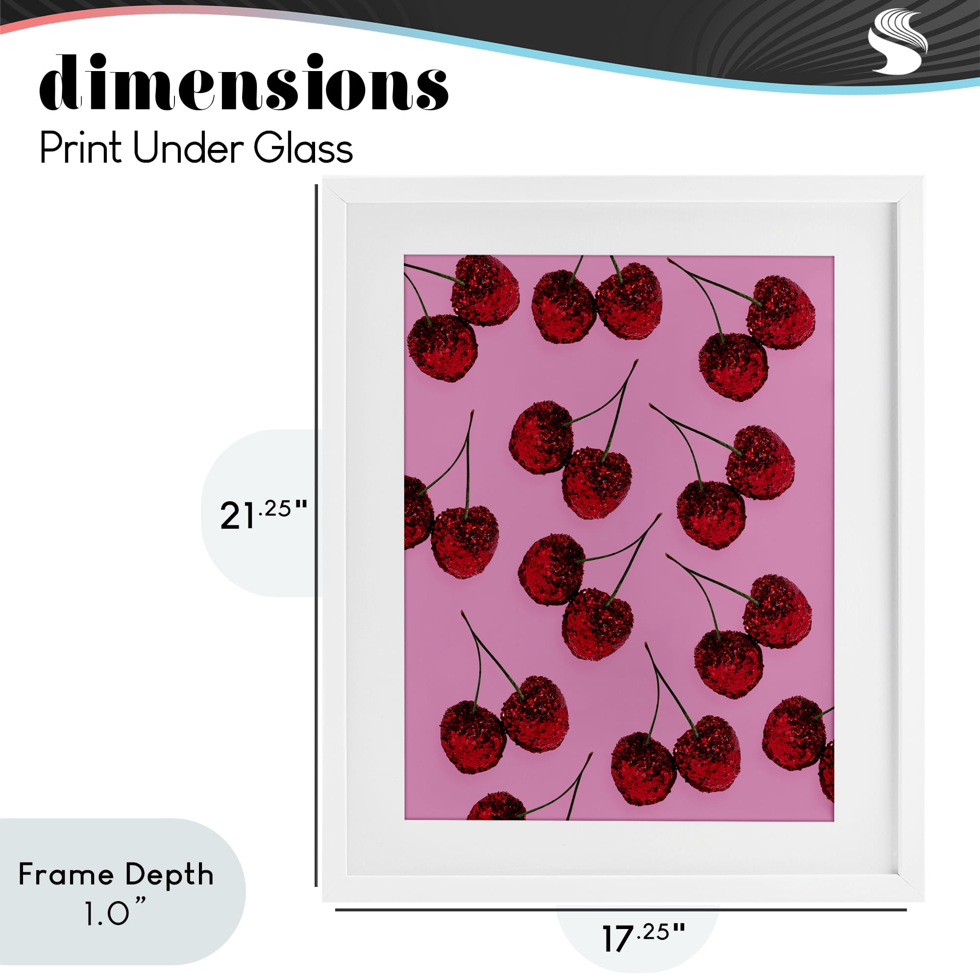 Stupell Industries Glitter Glam Cherries Pattern White Framed Print Under Glass, design by LISH Creative