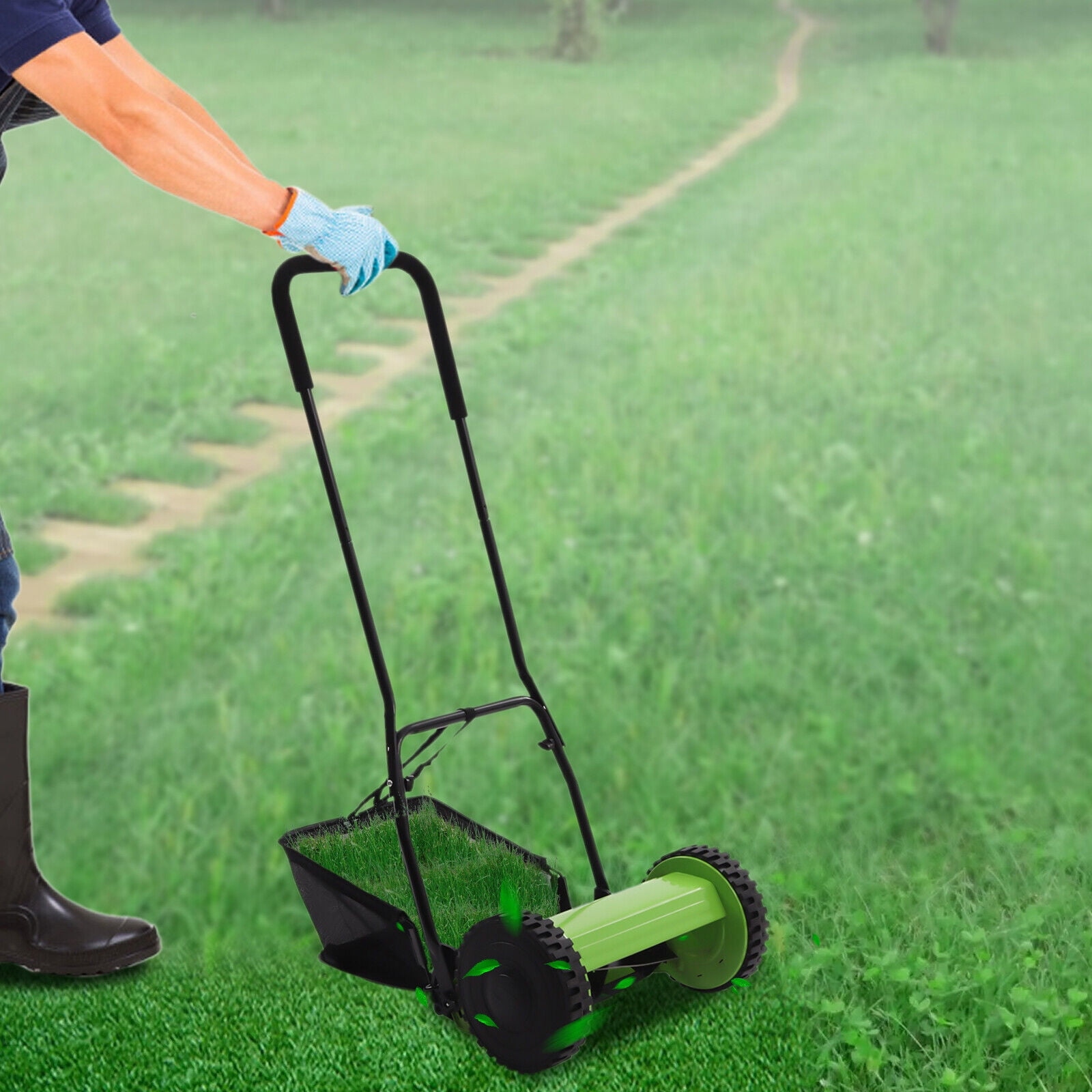 Manual Lawn Mower with 5 Blades and 6 Gallon Grass Catcher – Durable, Adjustable, and Efficient for a Neat Lawn