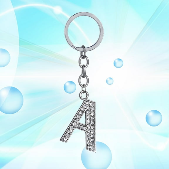 GOOHOCHY Simple Stylish Letter Key Chain Metal Rhinestones Key Ring Alphabet Keychain Bag Pendant Charm Birthday Gift (Letter A)