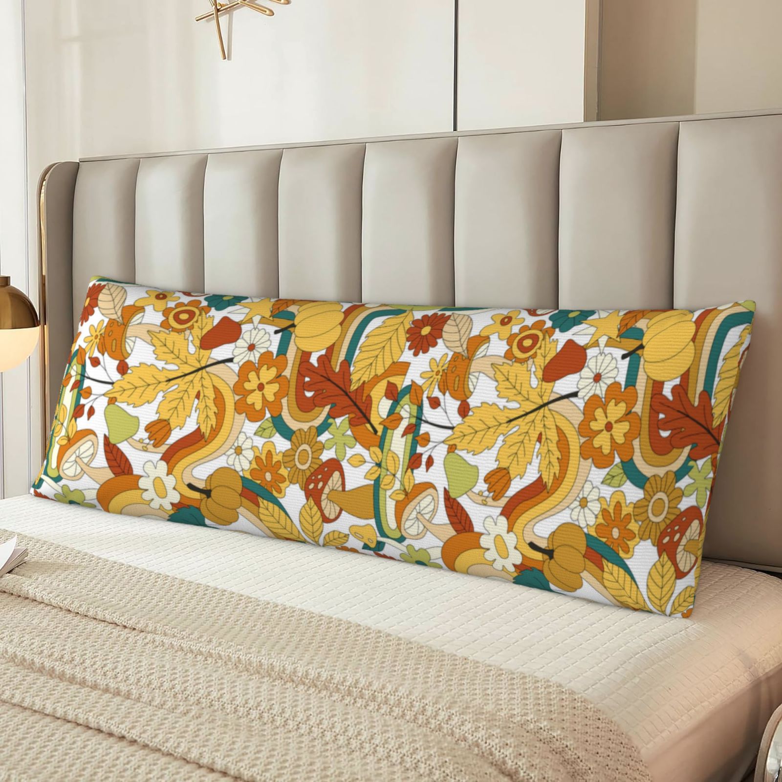 Naloa 70s Groovy Hippie Super Soft 20x60 Body Pillow Case,Long Side Hidden Zipper（PILLOWS ARE NOT INCLUDED）