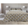 thumbnail image 1 of Muted Colors Comforter & Sham Bedding Set, Continuous Boho Abstract Forms Traditional Funky Earth Tones, 3 pcs Duvet Set Microfiber Filling Quilt, 5 Sizes, Cocoa Mustard and Ivory, by Ambesonne, 1 of 4