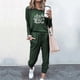 thumbnail image 3 of Gibobby Conjunto de sudadera para mujer Traje casual de pantalones de manga larga con estampado de inglesas informales de color sólido para mujer(Verde,M), 3 of 4