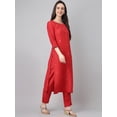 thumbnail image 6 of Janasya Indian Women's Red Chinon Solid Kurta with Pant and Dupatta, 6 of 10