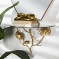 thumbnail image 2 of DecMode 24" x 12" Branch 1-Tier Gold Floral Wall Shelf with Tempered Glass Top, 2 of 7