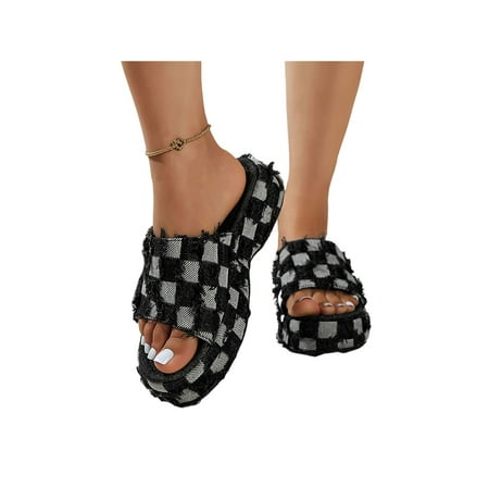 

Colisha Ladies Slides Summer Platform Sandals Slip On Casual Shoes Indoor Outdoor Non-Slip Slide Slippers Beach Sandal Black 8.5
