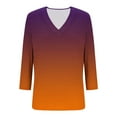 thumbnail image 5 of Womens Fall Clothes, 3/4 Sleeve Shirts for Women Fashion Loose Fit Ombre Tie Dye V Neck T-Shirts, 5 of 6