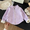 thumbnail image 2 of Girls Fleece Jacket Kids Full Zip Lightweight Fall Winter Warm Coat Outerwear with Pockets 0-15 Years Purple, 2 of 5