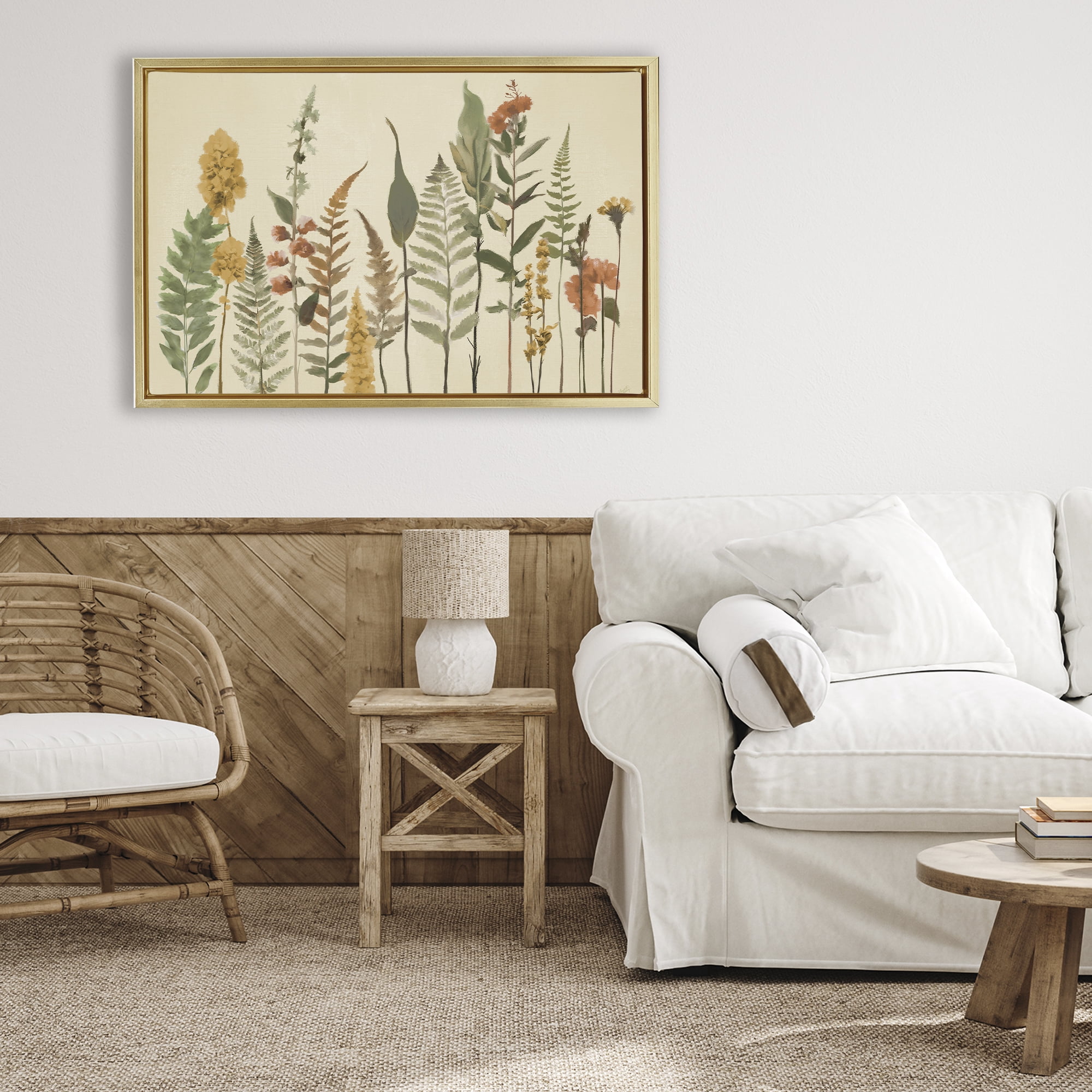 Stupell Industries Fall Toned Botanics Gold Framed Floater Canvas Wall Art, design by Elizabeth Medley
