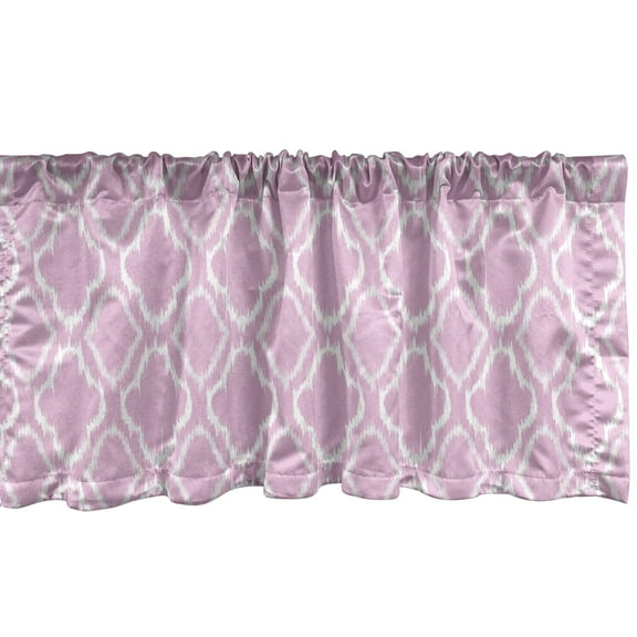 Ambesonne Ikat Window Valance, Pastel Toned Trefoil Motifs, 54" X 12", Lilac White